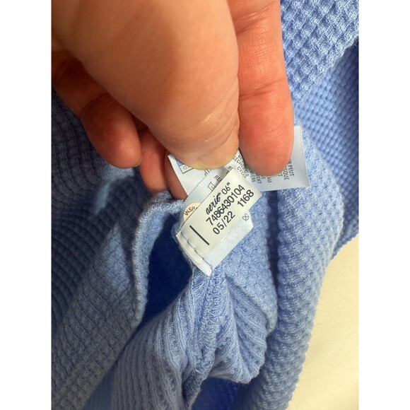 Aerie Size XS Waffle Knit Takes Two To Tango Thermal Top Blue Long Sleeve NWT - Picture 12 of 14